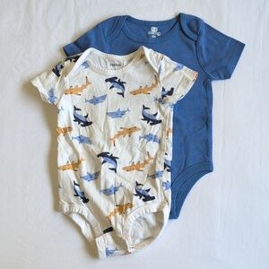 2-pack cotton short sleeve bodysuit diaper shirt bundle 18 months baby boys